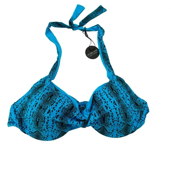 Coco Reef Reversible Verso Twist Underwire Bikini Top Python Blue Size 32/34D - Picture 5 of 13